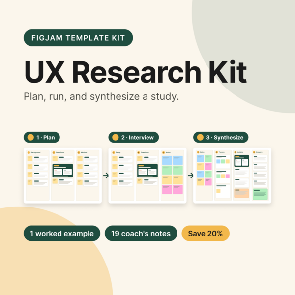 UX Research Kit FigJam template cover: Plan, run, and synthesize a study
